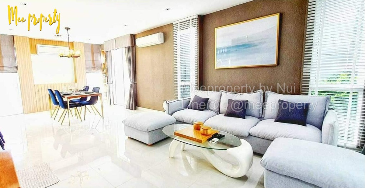 For RentHousePattanakan, Srinakarin : For rent, 3-story detached house, AQ ARBOR Suan Luang Rama 9, fully furnished. 🔥🔥In front of the garden, the best location in the project.   Single house project Three floors of luxury Premium level, modern style ME-046