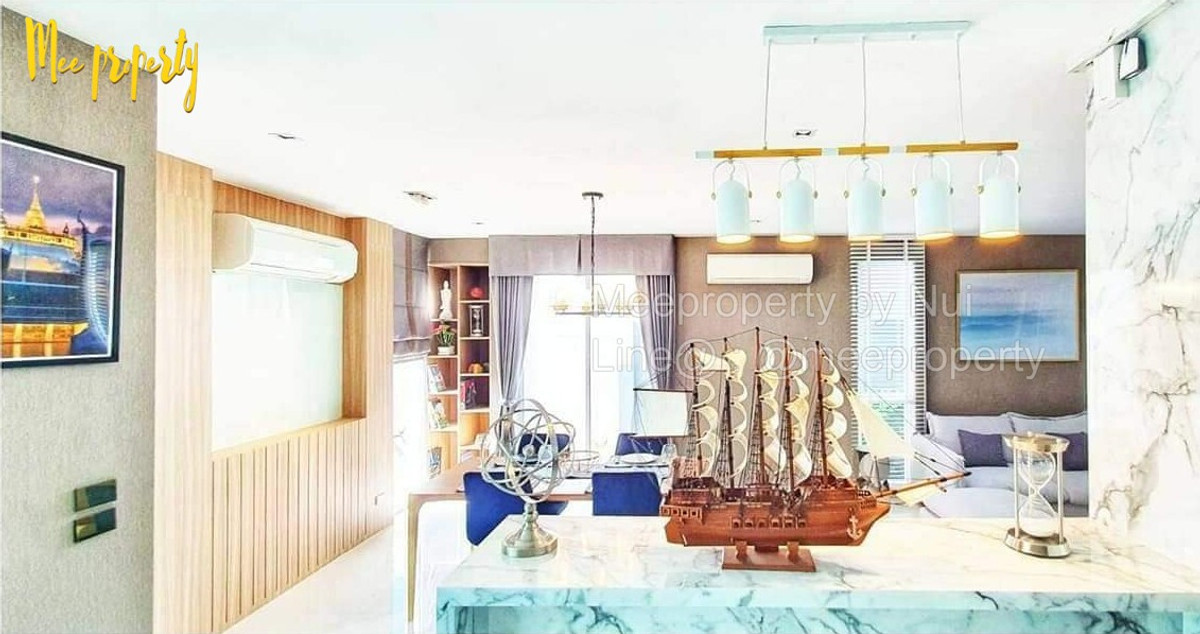 For RentHousePattanakan, Srinakarin : For rent, 3-story detached house, AQ ARBOR Suan Luang Rama 9, fully furnished. 🔥🔥In front of the garden, the best location in the project.   Single house project Three floors of luxury Premium level, modern style ME-046