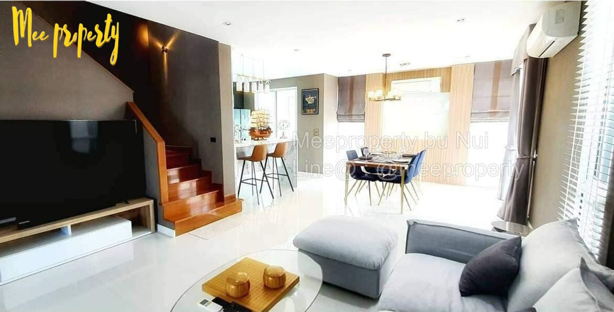 For RentHousePattanakan, Srinakarin : For rent, 3-story detached house, AQ ARBOR Suan Luang Rama 9, fully furnished. 🔥🔥In front of the garden, the best location in the project.   Single house project Three floors of luxury Premium level, modern style ME-046