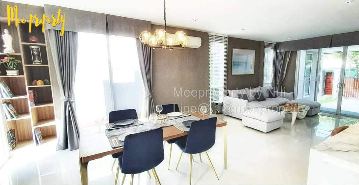 For RentHousePattanakan, Srinakarin : For rent, 3-story detached house, AQ ARBOR Suan Luang Rama 9, fully furnished. 🔥🔥In front of the garden, the best location in the project.   Single house project Three floors of luxury Premium level, modern style ME-046