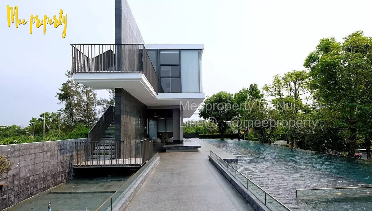 For RentHousePattanakan, Srinakarin : For rent, 3-story detached house, AQ ARBOR Suan Luang Rama 9, fully furnished. 🔥🔥In front of the garden, the best location in the project.   Single house project Three floors of luxury Premium level, modern style ME-046