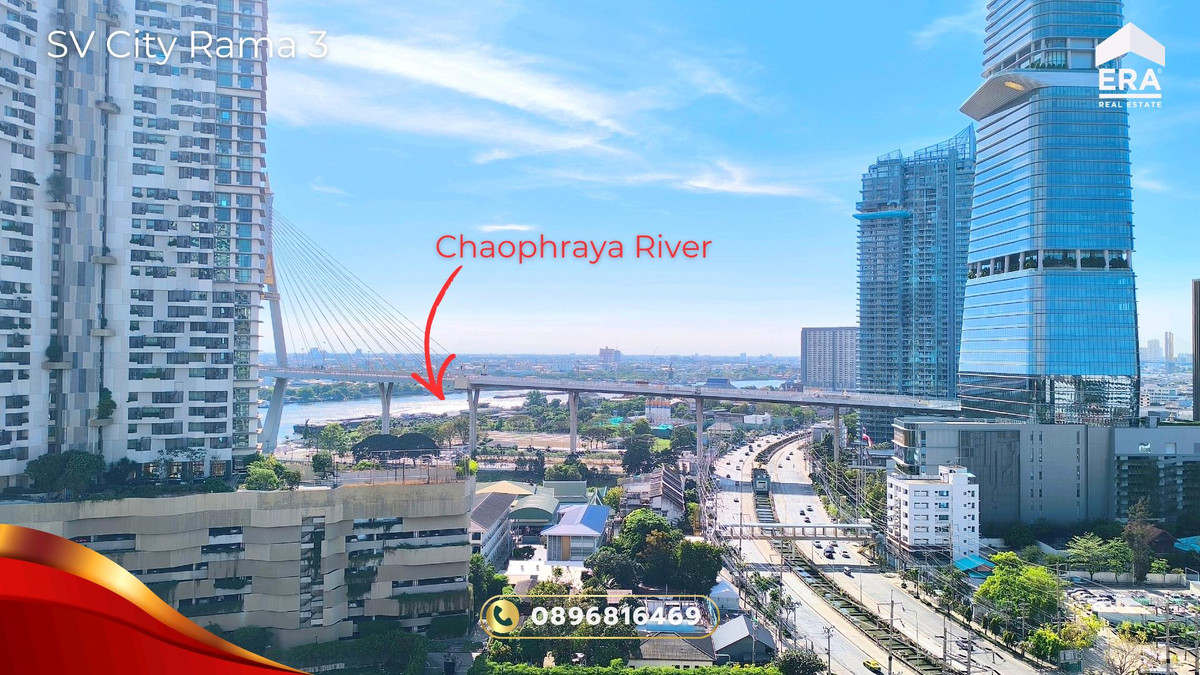 ขายคอนโดพระราม 3 สาธุประดิษฐ์ : ขายคอนโด SV City พระราม 3 ชั้น 18 อาคาร 8 วิวสวย เห็นแม่น้ำเจ้าพระยา และอาคาร KingBridge Tower ห้อง 2 Bed 1 Bath สภาพดี พร้อมอยู่ SV City Rama 3 Condo for Sale 