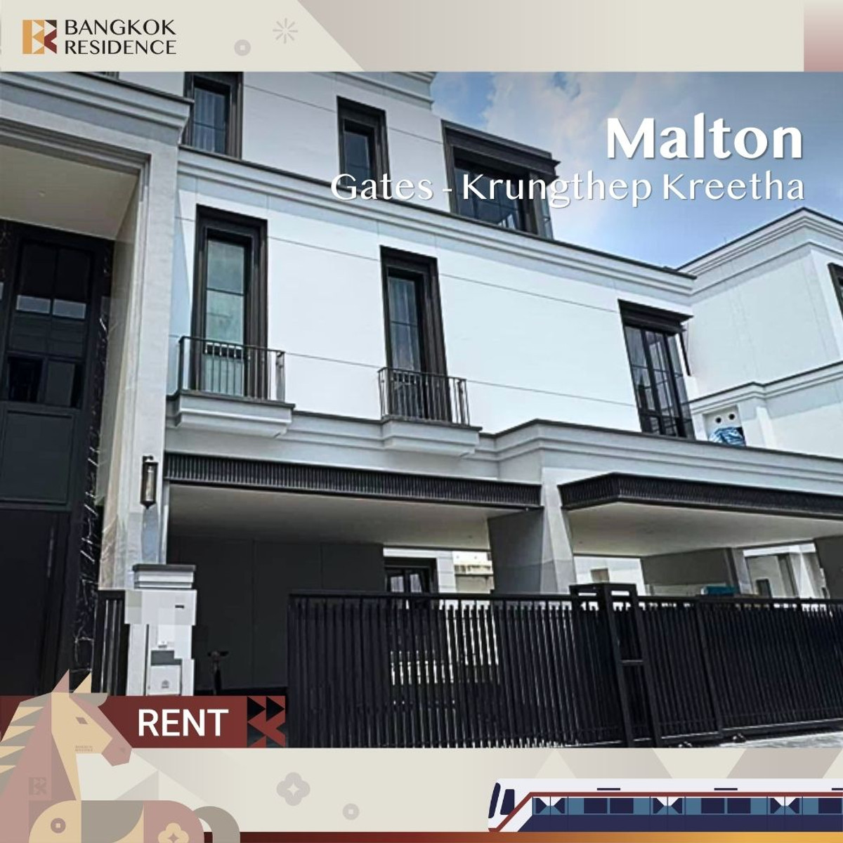 ให้เช่าบ้านพัฒนาการ ศรีนครินทร์ : Malton Gates - Krungthep Kreetha 🏡 บ้านเดี่ยว Super Luxury ทำเลทองโซนกรุงเทพกรีฑา ดีไซน์ Courtyard กลางบ้าน 💎