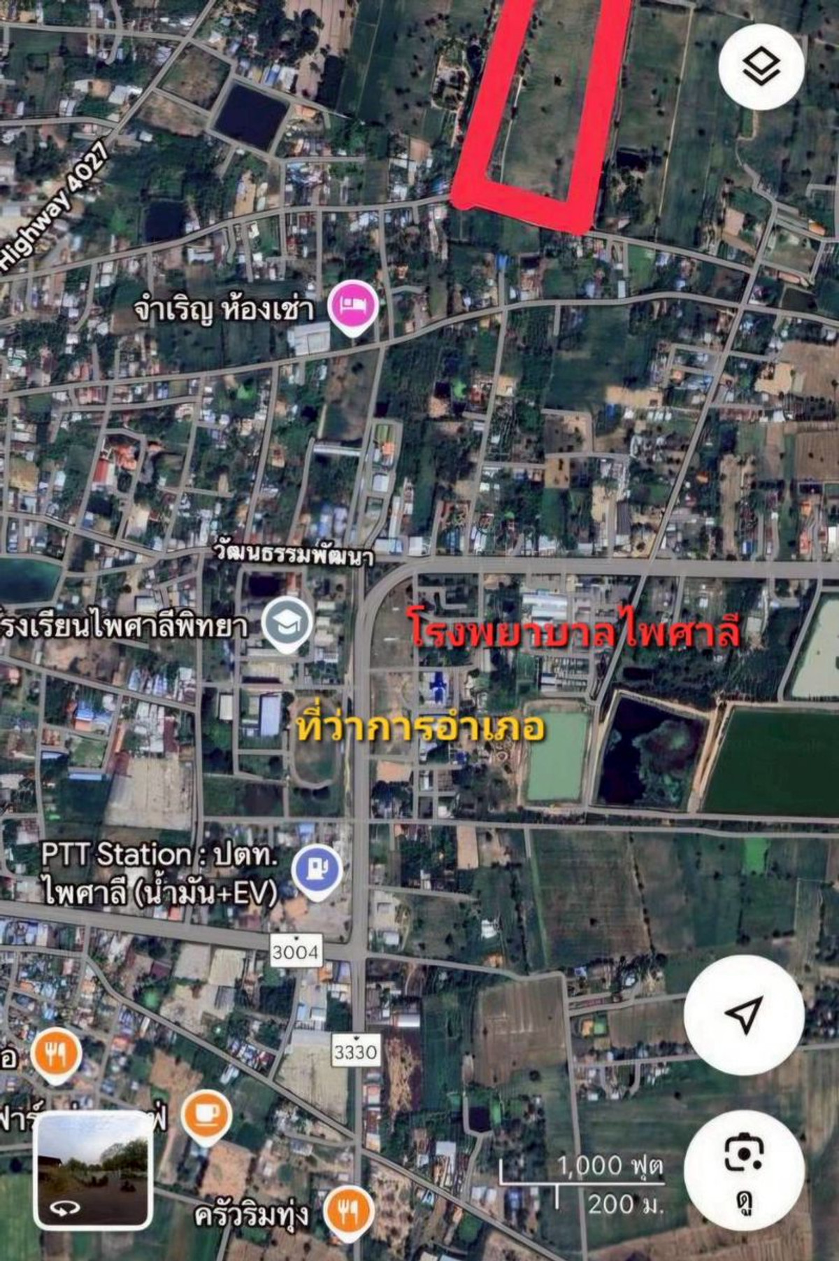 For RentLandNakhon Sawan : Land for rent, 5 rai, view of cassava plantation, near school and Phaisali Hospital, Phaisali District, Nakhon Sawan Province.