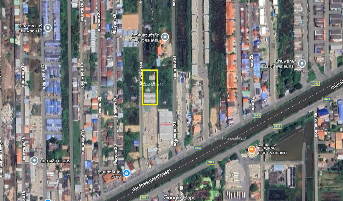 For RentLandPathum Thani,Rangsit, Thammasat : Land for rent, 2 rai, Pratunam Phra In. Suitable for housing for workers, warehouse.