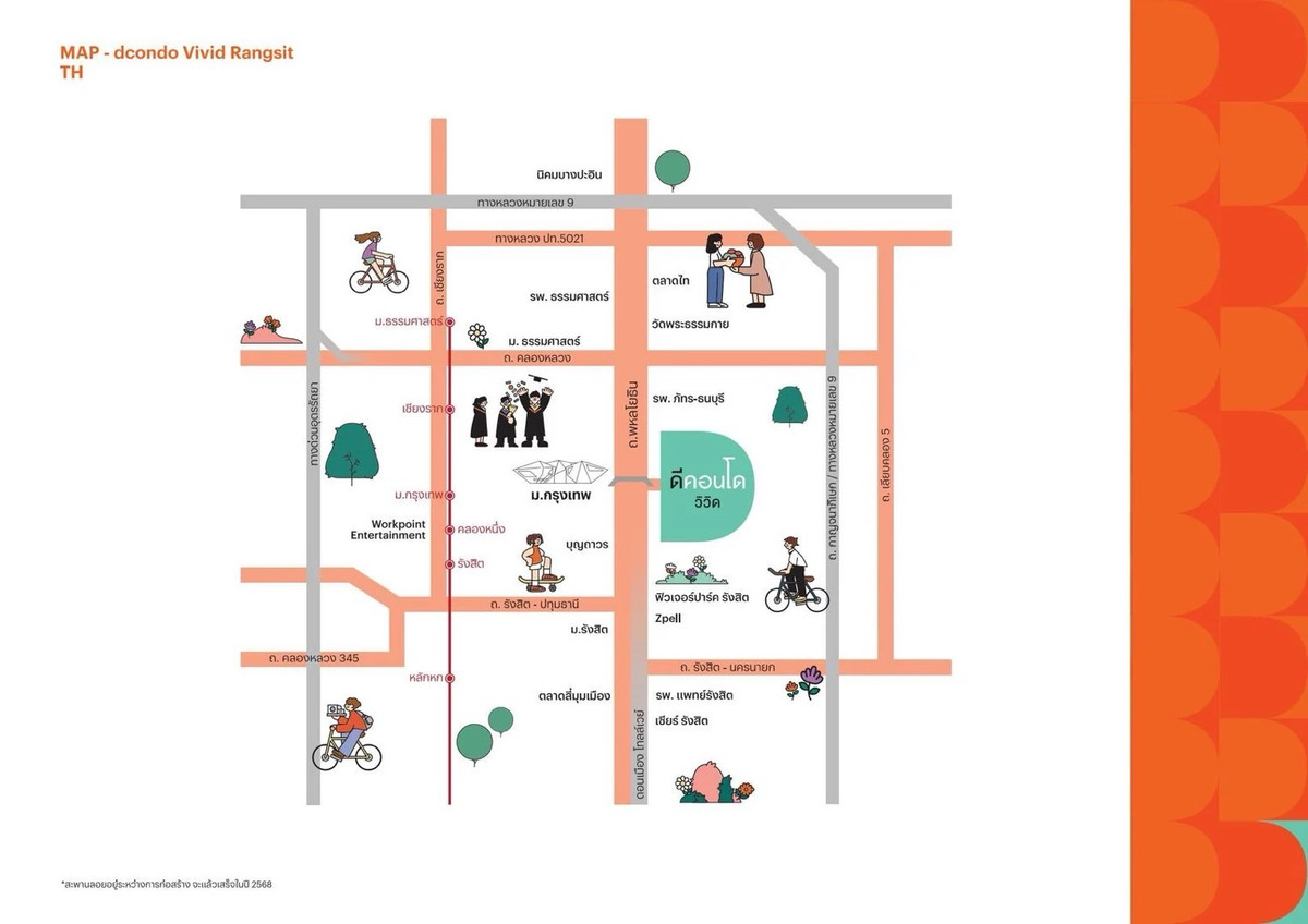 For SaleCondoPathum Thani,Rangsit, Thammasat : 🏢 dcondo Vivid Rangsit suitable for both living and investing, renting out. 📍Studio size 25.24 sq m. 🛋 Fully decorated, move in immediately.