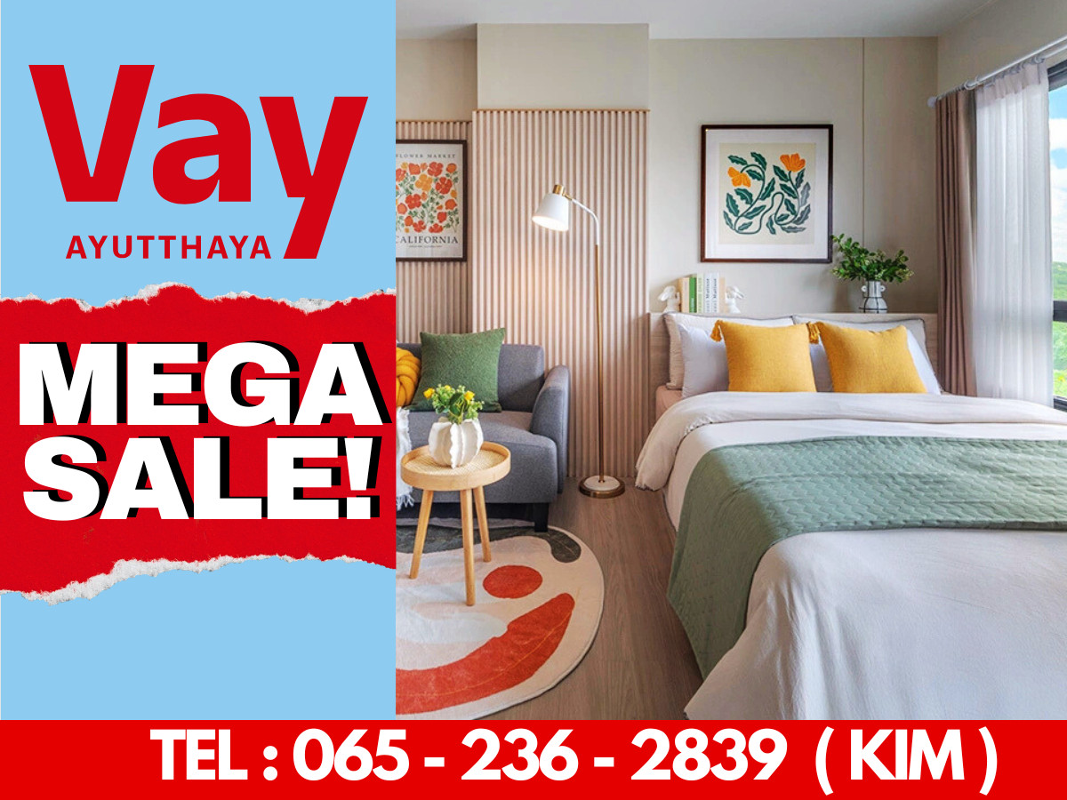 For SaleCondoAyutthaya : 📍Vay Ayutthaya, ready-to-move-in condo, behind Central Ayutthaya, starting at 1.39 million, installments worth more than renting 5,000/month, call 065-236-2839.