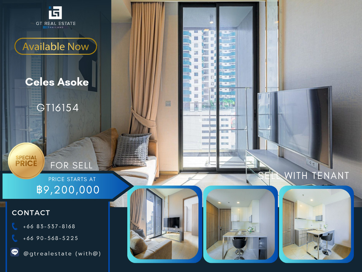 ขายคอนโดสุขุมวิท อโศก ทองหล่อ : ⭐️ GT16154 | Celes Asoke 💼 ลงทุนคุ้ม ปล่อยเช่าต่อได้ทันที! ขายคอนโดพร้อมผู้เช่า