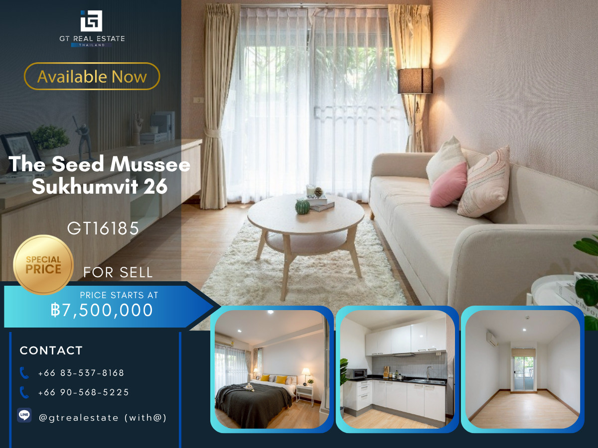For SaleCondoSukhumvit, Asoke, Thonglor : 💎 GT16185 | Condo ready for sale at The Seed Mussee Sukhumvit 26, convenient travel, near BTS, shuttle available, beautiful room, fully furnished, ready to move in!!