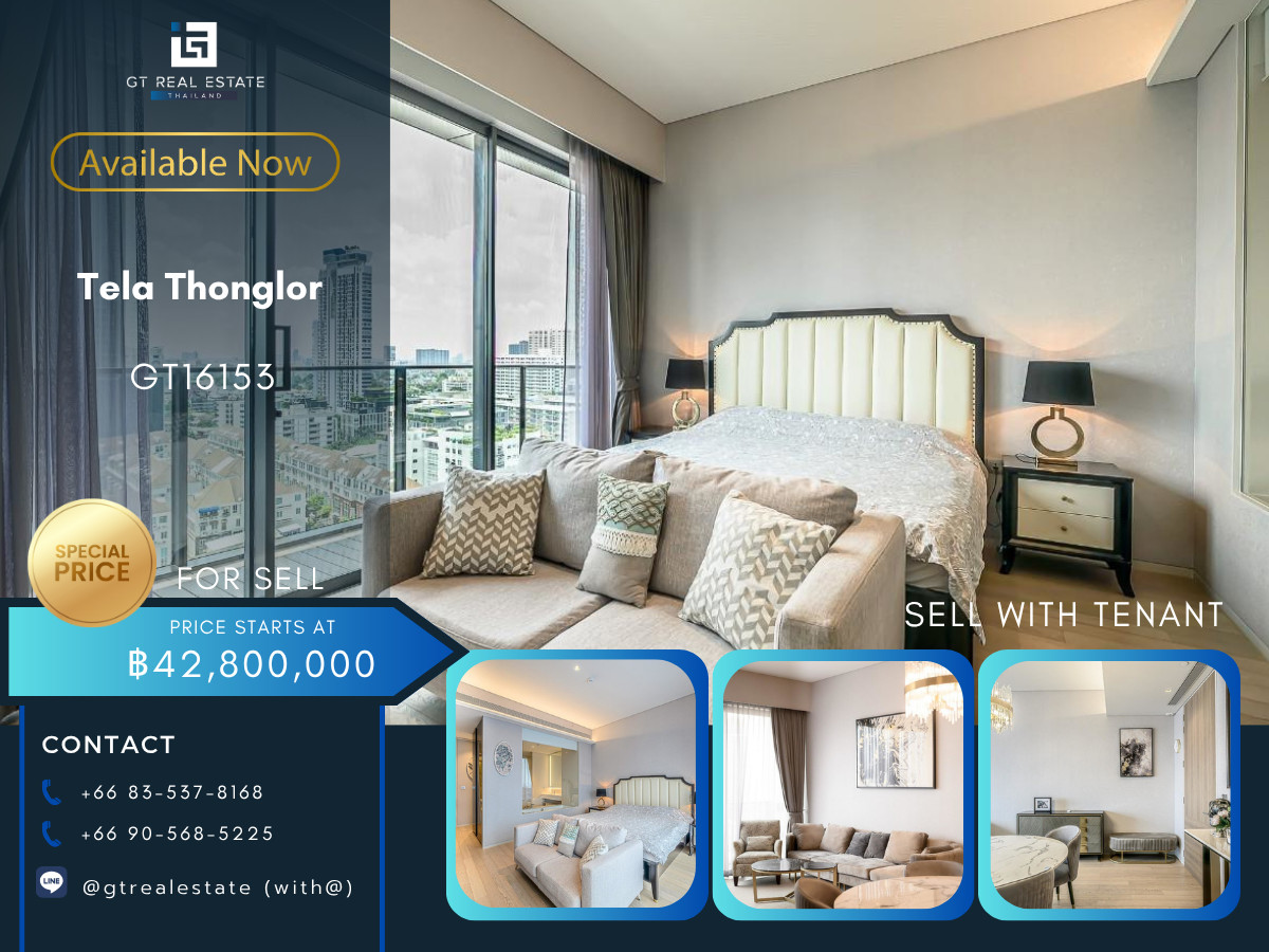 For SaleCondoSukhumvit, Asoke, Thonglor : 🔥GT161553 | Tela Thonglor | Premium unit for sale with existing tenant — immediate rental income guaranteed.