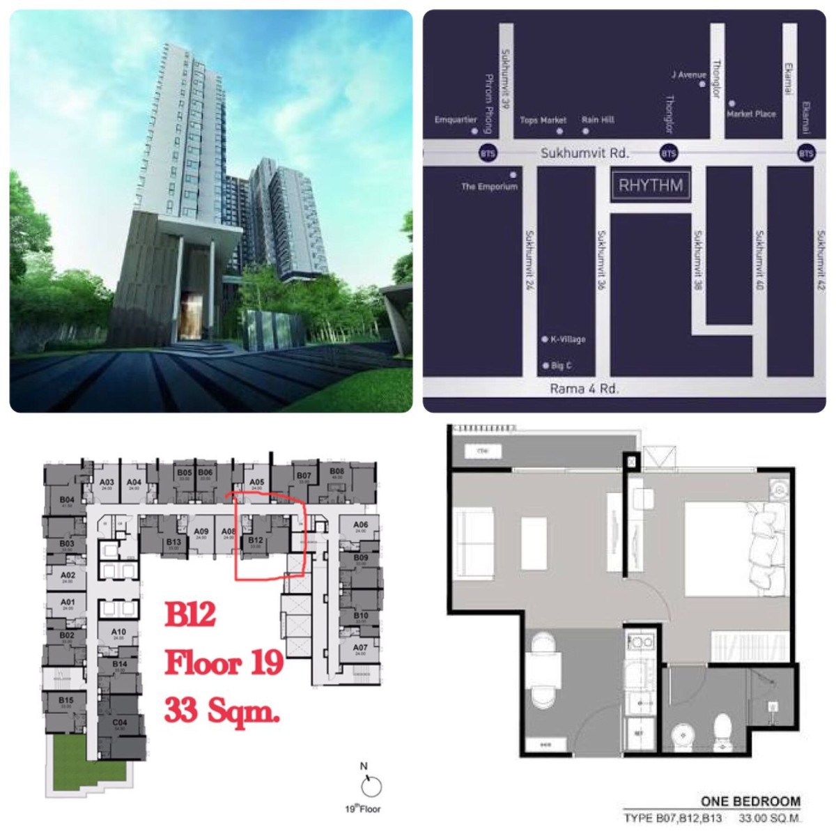 For RentCondoSukhumvit, Asoke, Thonglor : For rent condo Rhythm Sukhumvit 36 - 38 Fully furnished (S01-0308)