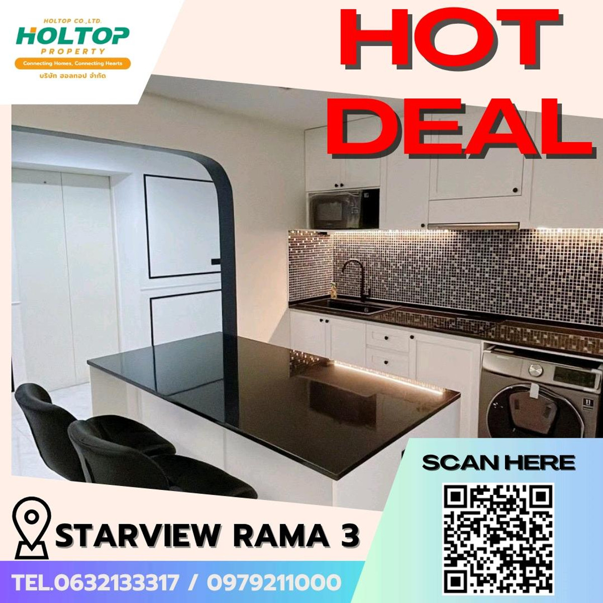 For RentCondoRama3 (Riverside),Satupadit : #E134 🎉230369 Condo for Rent at StarView Rama 3