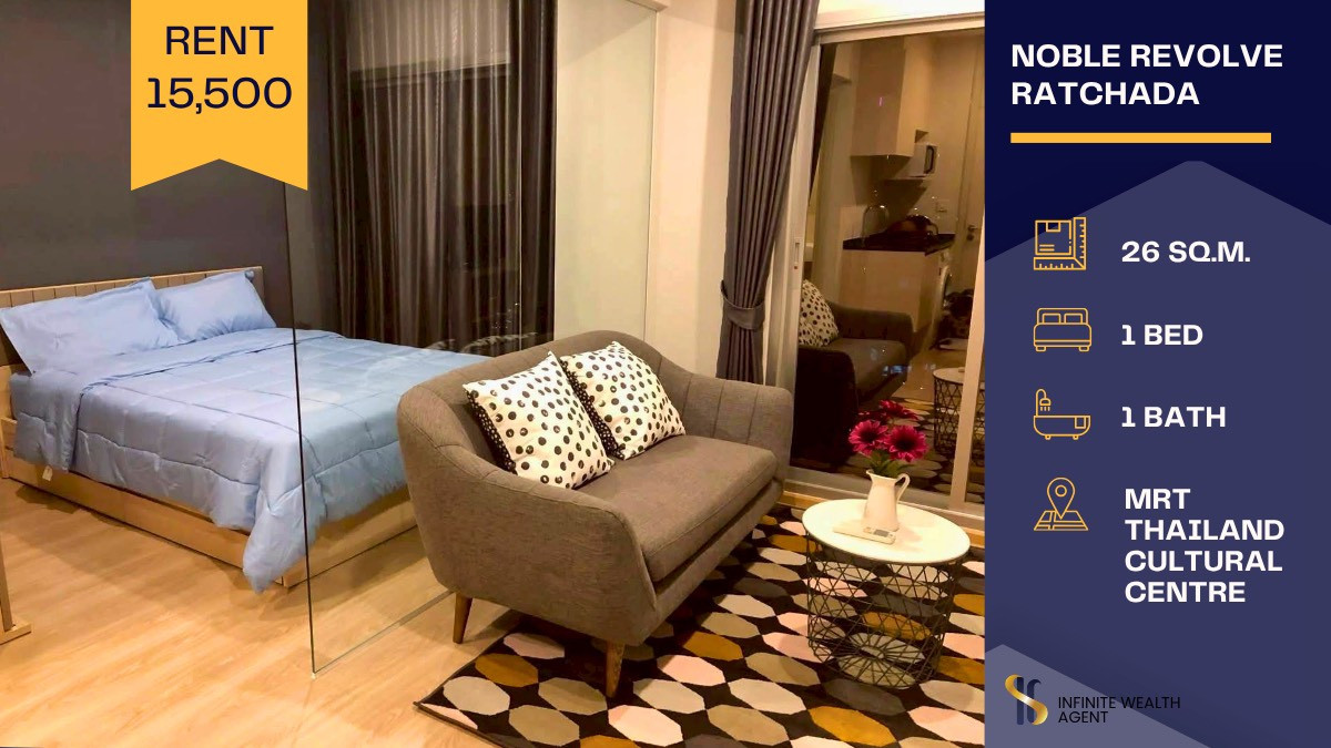 ให้เช่าคอนโดรัชดา ห้วยขวาง : 🌟 ด่วน! ห้องสวย ราคาดีมาก ต้องรีบจองก่อนหลุด! 🌟 🏢 ปล่อยเช่าคอนโด Noble Revolve Ratchada ห้องพร้อมอยู่ 💫