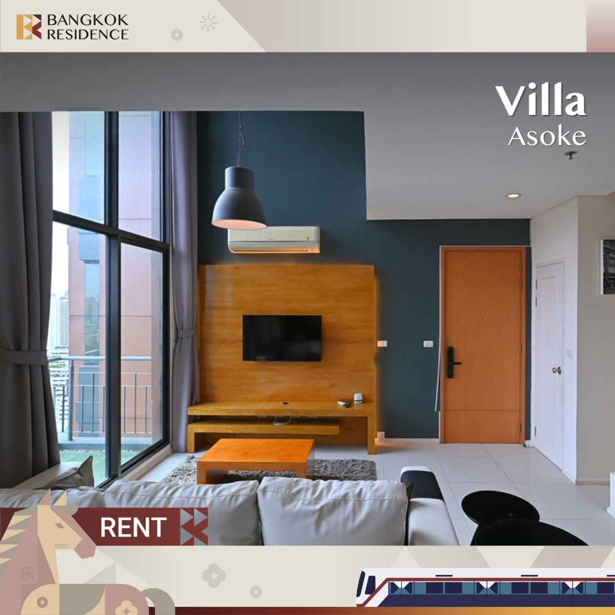 ให้เช่าคอนโดพระราม 9 เพชรบุรีตัดใหม่ RCA :  Condo for rent ⚡️ Villa Asoke ใกล้ MRT เพชรบุรี 1 นอน 80 sqm. 45k ห้องสวยพร้อมเช่า 💙 