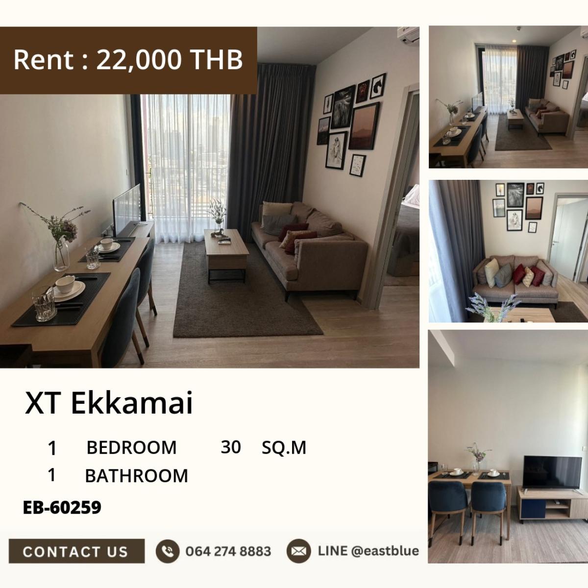For RentCondoSukhumvit, Asoke, Thonglor : 24/03/2026, Beautiful and complete! Condo XT Ekkamai 1 bedroom 22,000 Baht/month
Connected to BTS Ekkamai, near malls and amenities, with a luxurious swimming pool! 0642748883