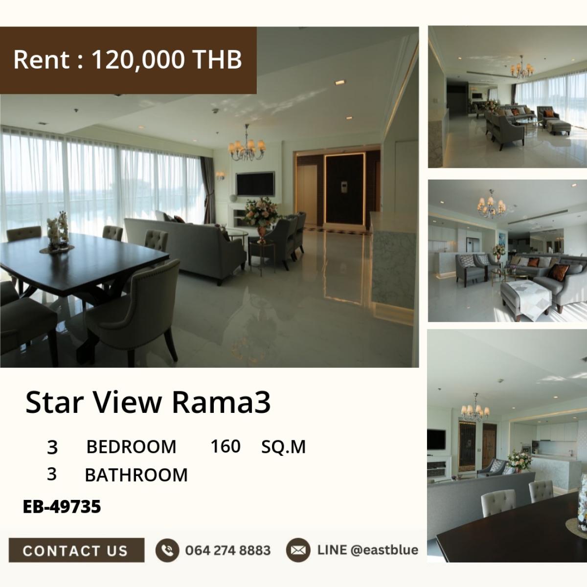 For RentCondoPhuket : 24/03/2026, Fantastic 3-bedroom condo, 160 sqm at Star View Rama 3
For sale at 28 million or rent at 120,000 THB/month near BTS Chong Nonsi! 0642748883