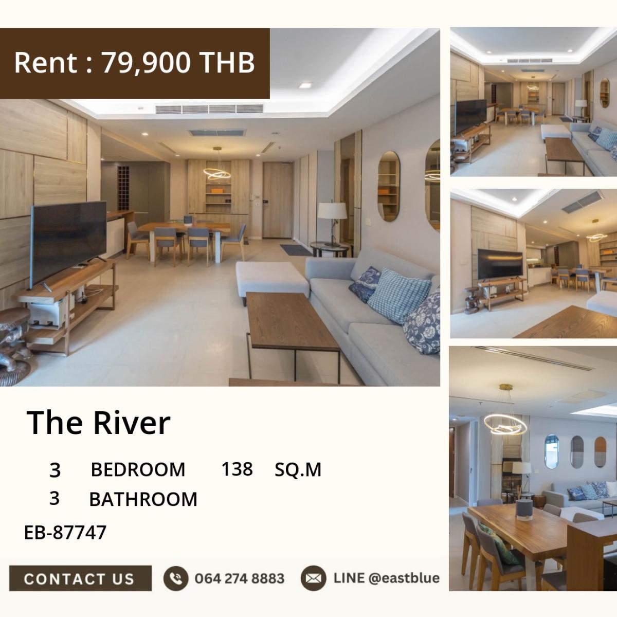 For SaleCondoWongwianyai, Charoennakor : 30/03/2026, For sale/rent The River 3 bedrooms 3 bathrooms 138 sq.m. river view starting at 23.9 million
Luxurious relaxation near Sathorn Pier with complete facilities! 0642748883