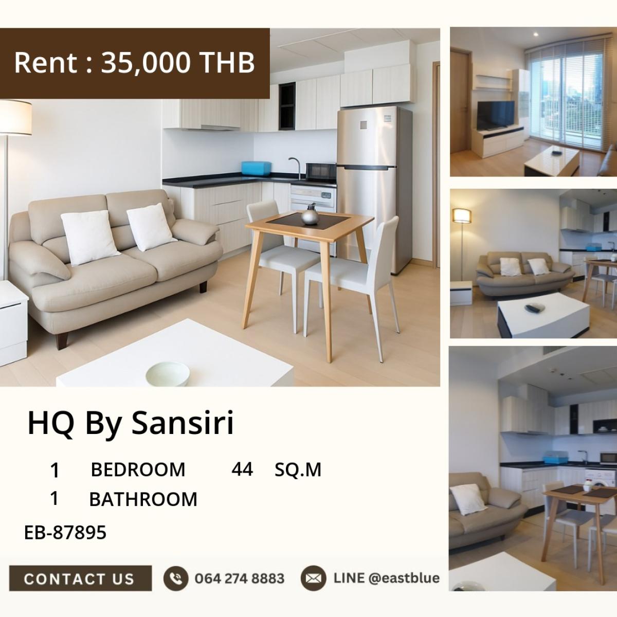 For RentCondoSukhumvit, Asoke, Thonglor : 30/03/2026, Rent a condo HQ By Sansiri 1 bedroom near Thonglor BTS
Only 35,000 Baht/month with a complete swimming pool and fitness! 0642748883