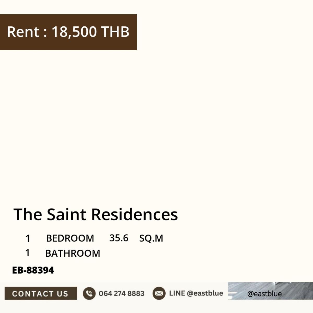 ขายคอนโดลาดพร้าว เซ็นทรัลลาดพร้าว : 30/03/2026, คอนโด The Saint Residences 1 ห้องนอน ใกล้ BTS ห้าแยกลาดพร้าว 
ขาย 3.1 ล้าน / เช่า 18,500 บ. พร้อมสระว่ายน้ำ-ฟิตเนสครบ! 0642748883