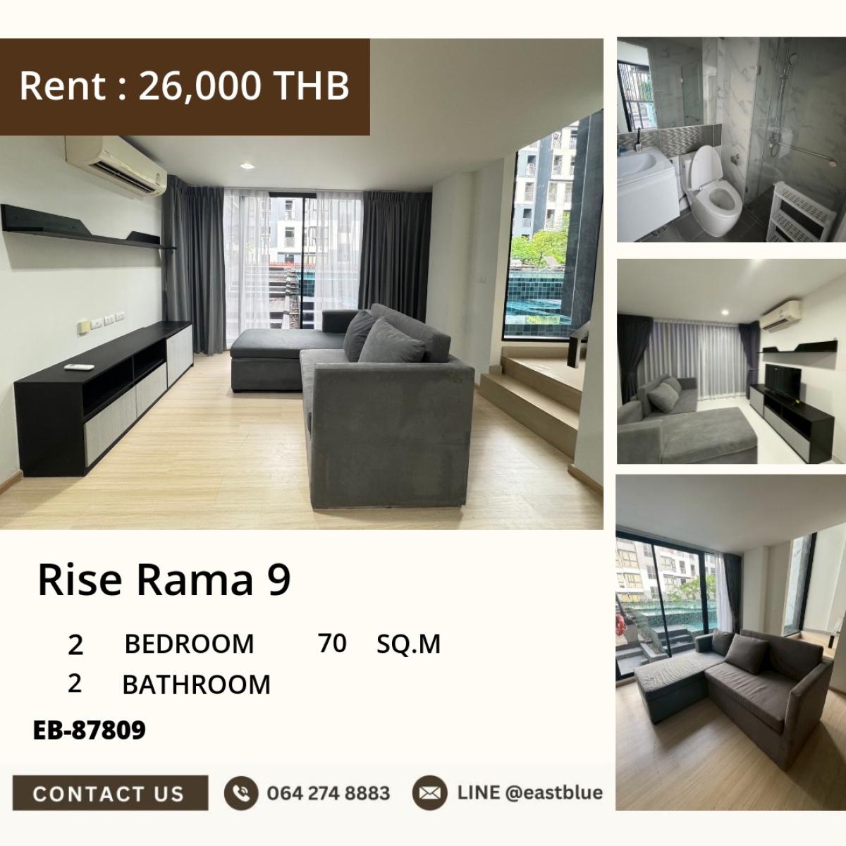For SaleCondoRama9, Petchburi, RCA : 03/04/2026, For Sale/Rent Rise Rama 9 2 Bedrooms 70 sqm. In the city center, near BTS/MRT
The most convenient life with complete amenities. Great prices for both sale and rent! 0642748883