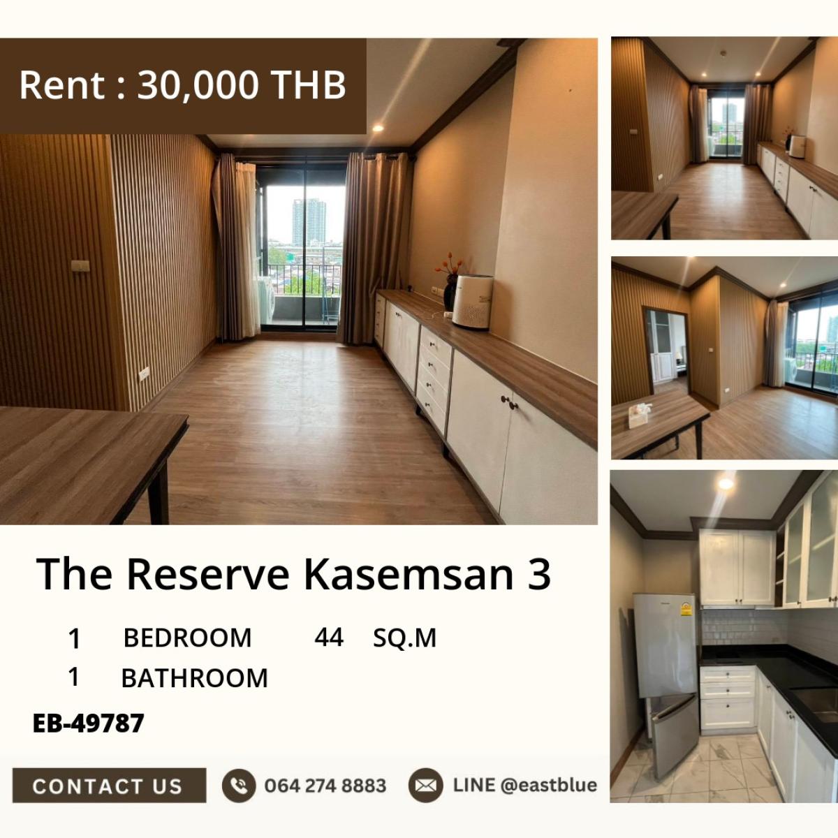 ขายคอนโด : 03/04/2026, รวมค่าโอนใจกลางสยาม! The Reserve Kasemsan 3 1 ห้องนอน 44 ตร.ม. พร้อมอยู่ 
ขาย 7.2 ลบ. หรือเช่าเดือนละ 30,000 บ. ใกล้ BTS National Stadium 0642748883