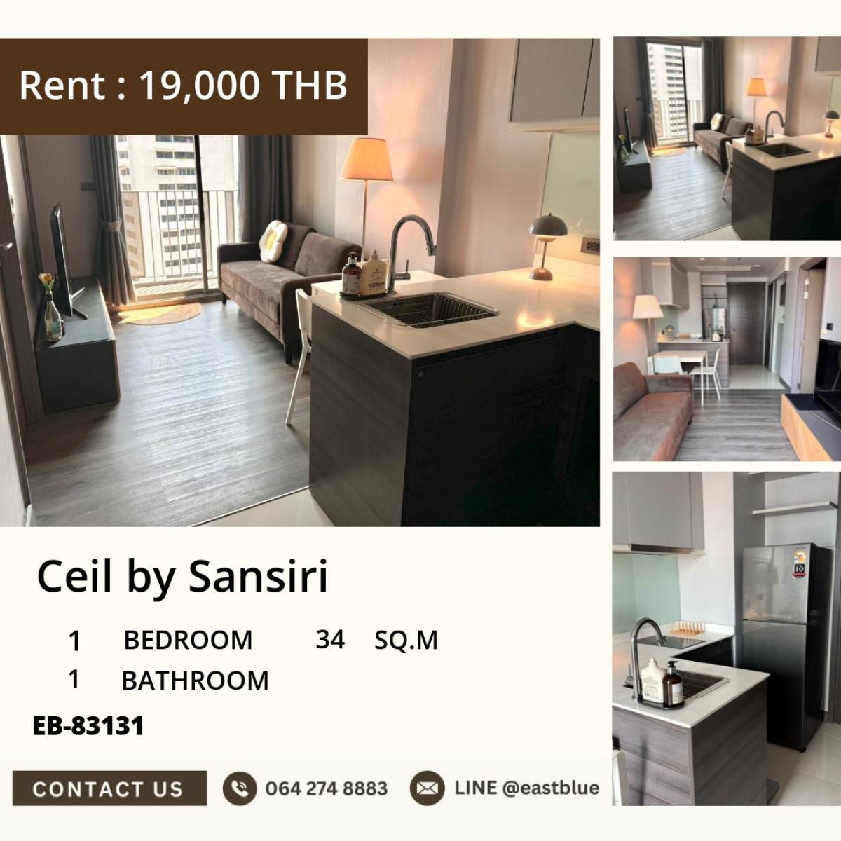 For RentCondoSukhumvit, Asoke, Thonglor : 03/04/2026, For rent: Ceil by Sansiri condo next to Ekkamai BTS, 1 bedroom for only 19,000 baht!
Area 34 sq.m. with complete facilities. Don't miss out! 0642748883