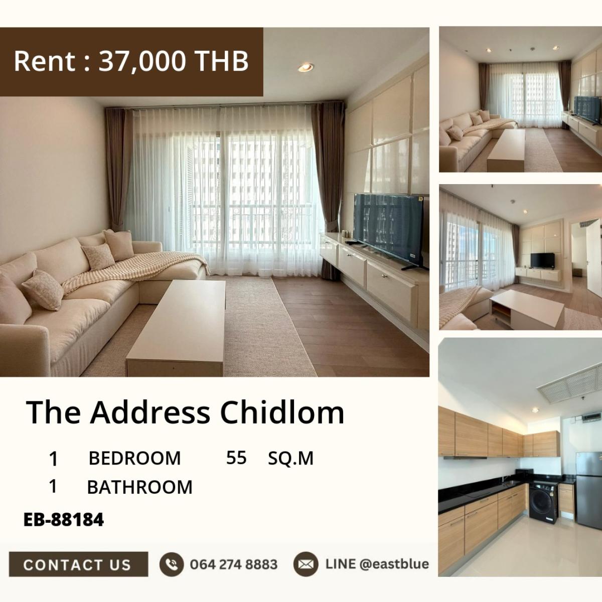 For SaleCondoWitthayu, Chidlom, Langsuan, Ploenchit : 03/04/2026, The Address Chidlom Condo 1 bedroom 55 sq.m. in the city center
For sale 7.9 million / Rent 37,000 baht. Near Chidlom BTS with complete amenities! 0642748883