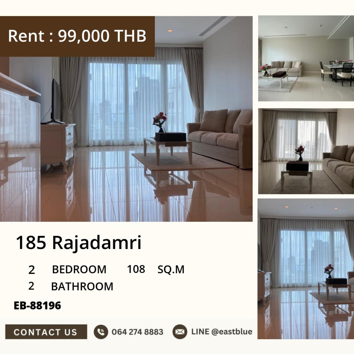 For SaleCondoWitthayu, Chidlom, Langsuan, Ploenchit : 03/04/2026, Luxury 2-Bed Condo at 185 Rajadamri – Prime BTS Ratchadamri Location!
For sale 29.9 million THB | Rent 99,000 THB/month with complete facilities! 0642748883