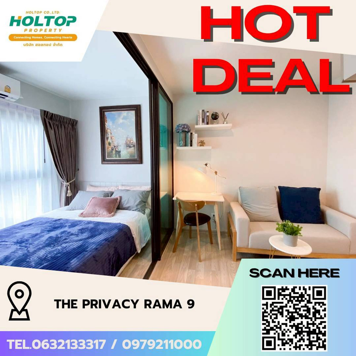 For RentCondoRama9, Petchburi, RCA : #L132🎉230369 Condo for rent The Privacy Rama 9  