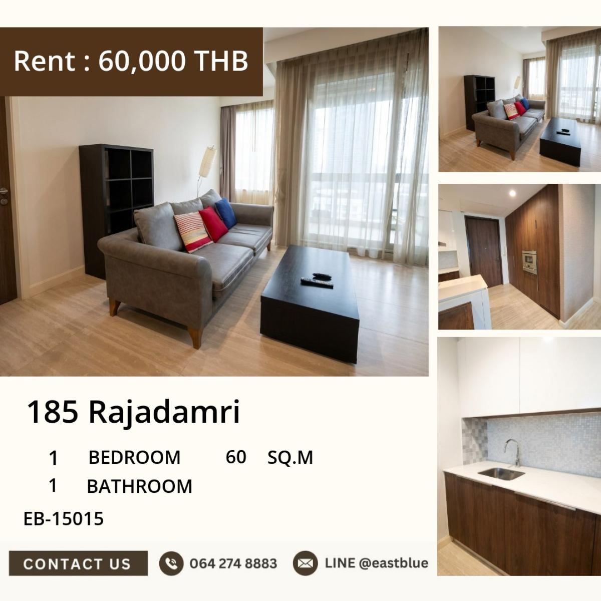 For RentCondoWitthayu, Chidlom, Langsuan, Ploenchit : 24/03/2026, Luxury 1-Bed Condo at 185 Rajadamri | BTS Ratchadamri near Central World
Rent 60,000 THB/month with full amenities! 0642748883