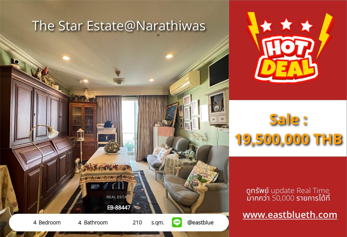 For SaleCondoSathorn, Narathiwat : 03/04/2026, Luxury condo with 4 bedrooms @ The Star Estate Narathiwat
Spacious area of 210 sq.m. Special price of only 19.5 million! 0642748883