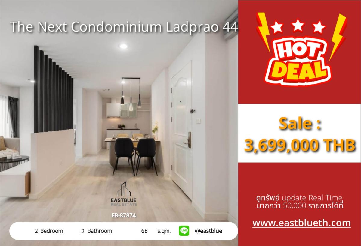 For SaleCondoChokchai 4, Ladprao 71, Ladprao 48, : 03/04/2026, Luxury condo The Next Ladprao 44, fully furnished, 2 bedrooms, 2 bathrooms, close to BTS/MRT
Price only 3.69 million, perfect for investment or residence, meets every lifestyle! 0642748883