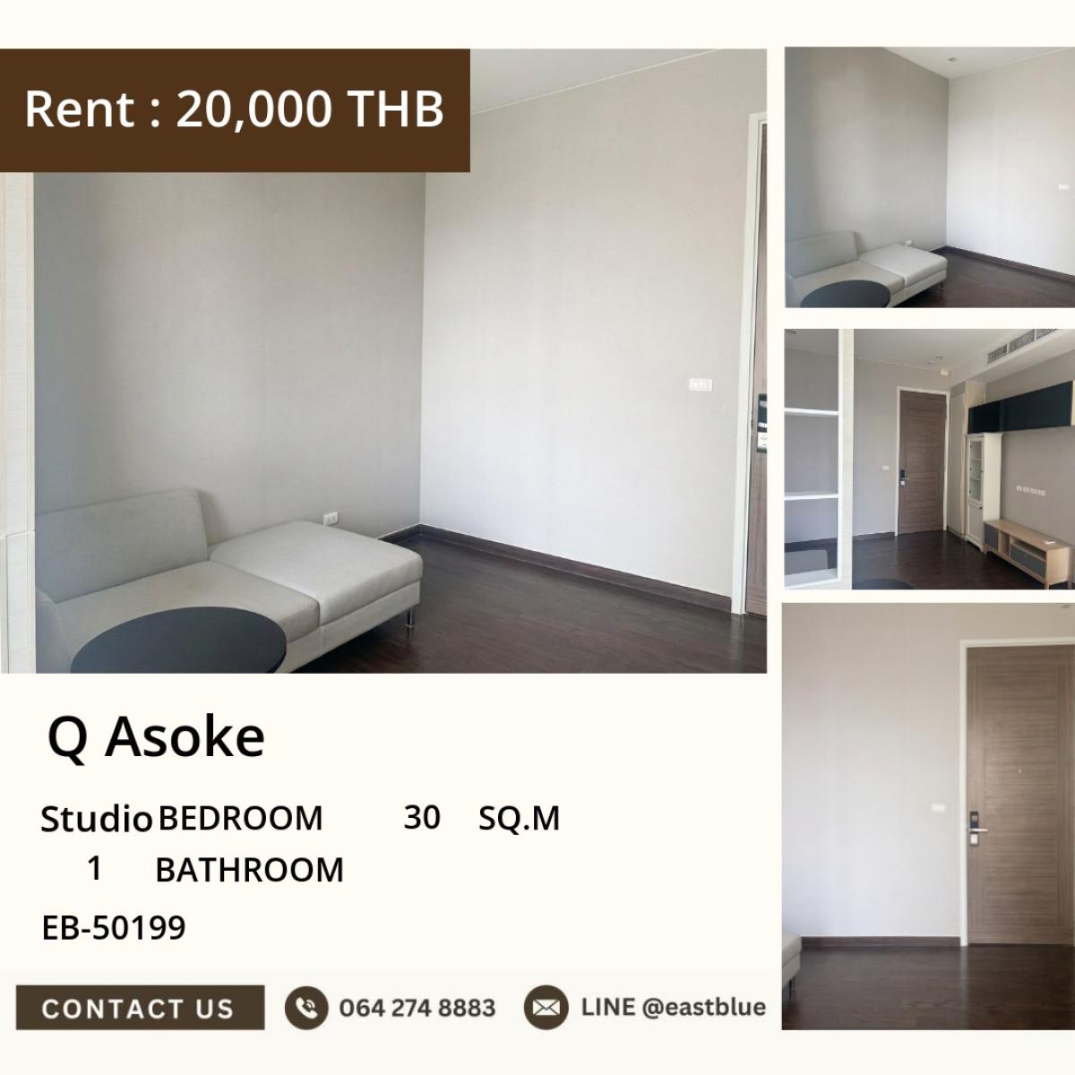 For RentCondoRama9, Petchburi, RCA : 03/04/2026, Rent a condo Q Asoke 30 sq.m. near MRT Phetchaburi for only 20,000 baht/month
with a swimming pool, fitness center, and garden. Convenient and safe for every relaxation! 0642748883