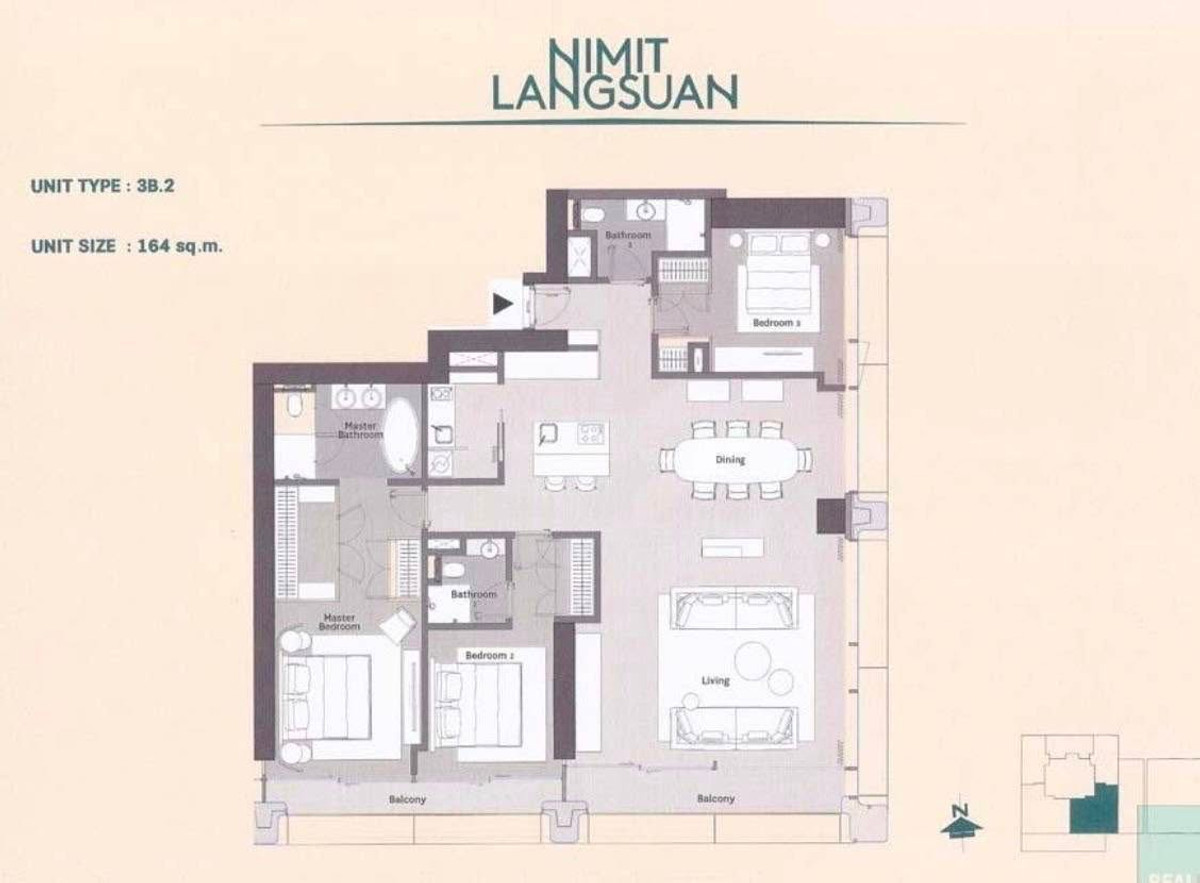 For SaleCondoWitthayu, Chidlom, Langsuan, Ploenchit : P0641/Luxury condo for sale, 3 bedrooms, Nimit Langsuan, corner room, high floor, Lumpini Park view. With private balcony
