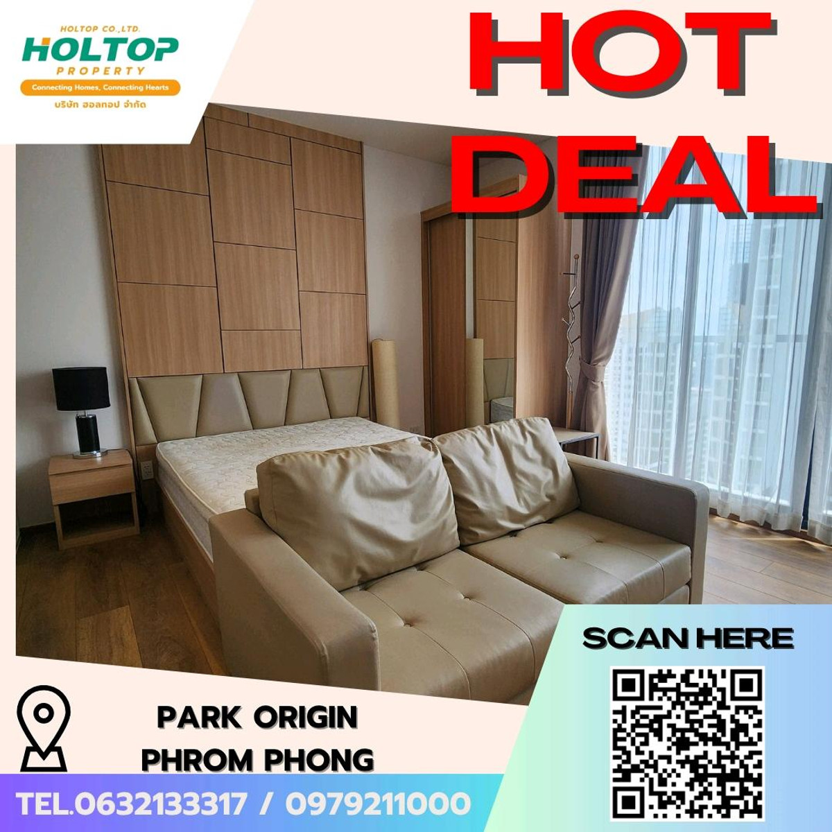 ให้เช่าคอนโดสุขุมวิท อโศก ทองหล่อ : #E216 🎉 260369ให้เช่าคอนโด Park Origin Phrom Phong