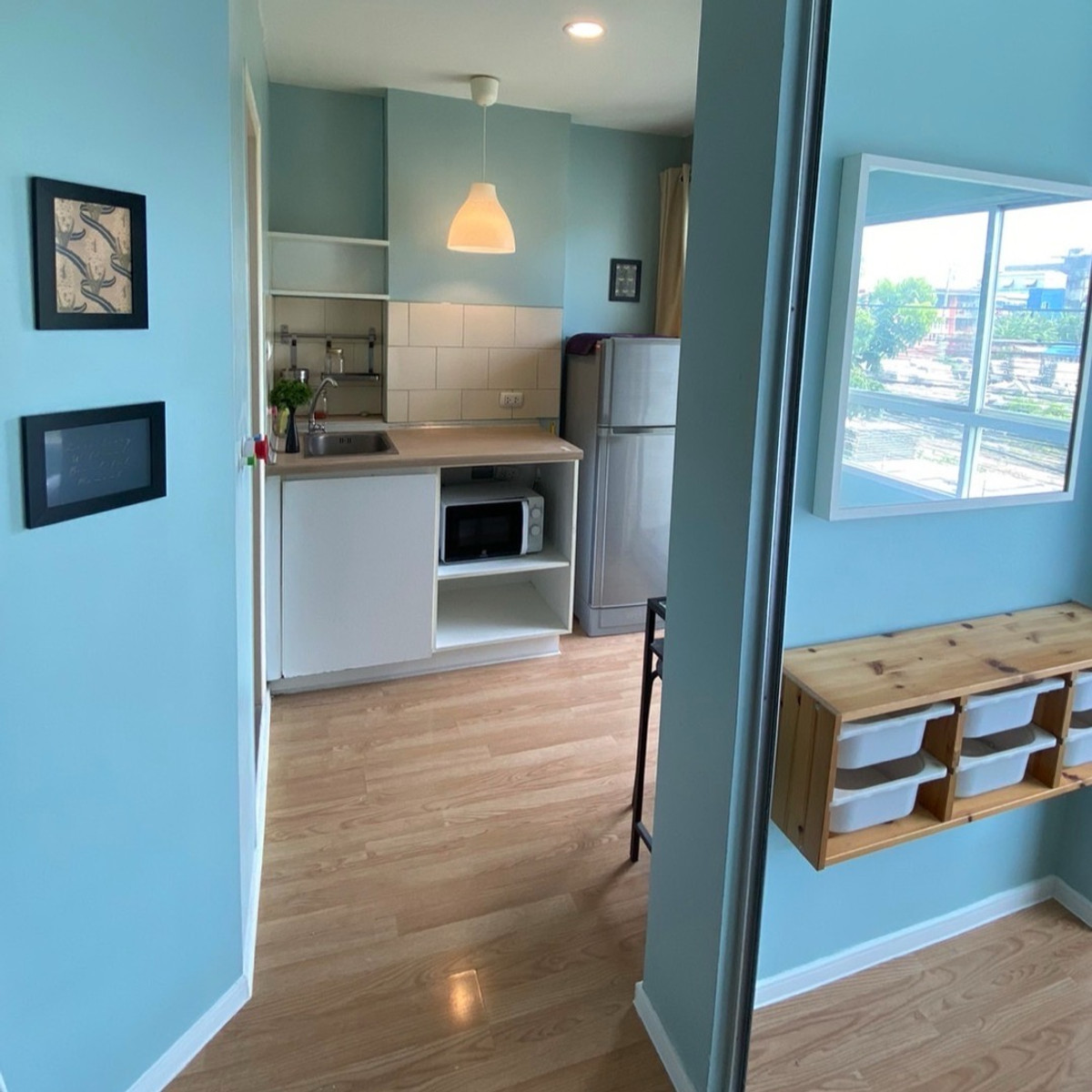 For RentCondoOnnut, Udomsuk : Condo for rent Lumpini Ville On Nut 46, fully decorated with furniture and electrical appliances.