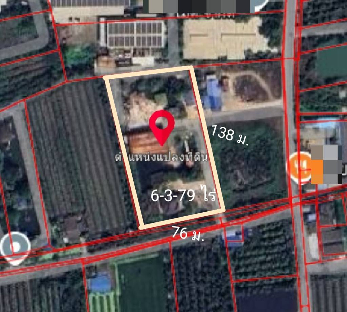 For SaleLandNakhon Pathom : Land for sale in Nakhon Pathom, Sam Phran District, with buildings, total area 6-3-79 rai, near Phetkasem Road.