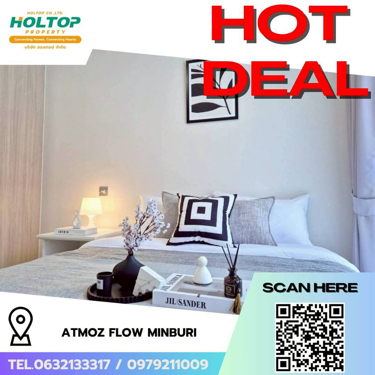 For RentCondoMin Buri, Romklao : #L195🎉 310369 Condo for rent Atmoz Flow Minburi  