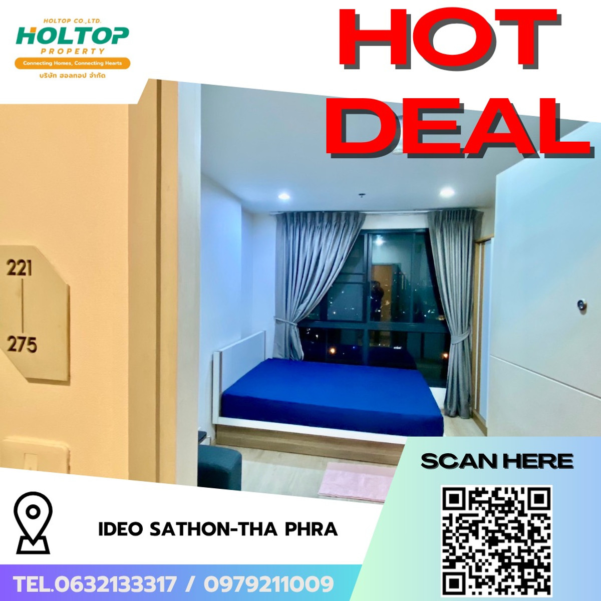 ให้เช่าคอนโดท่าพระ ตลาดพลู วุฒากาศ : #R9744  🎉 250369 ให้เช่าคอนโด Ideo Sathon-Tha Phra