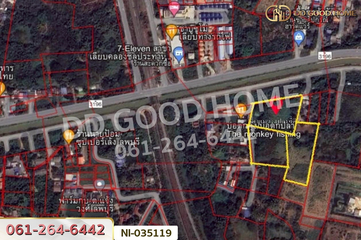 For SaleLandLop Buri : Land for sale in Pa Tan, Lopburi, near Phra Prang Sam Yot. NI-035119