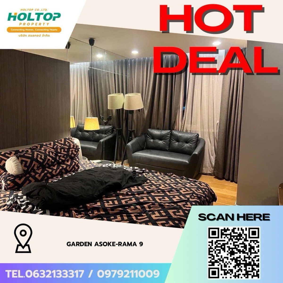 For RentCondoRama9, Petchburi, RCA : #Z5142💥 060469 🔥Condo for rent Garden Asoke-Rama 9 (original code Z4820)