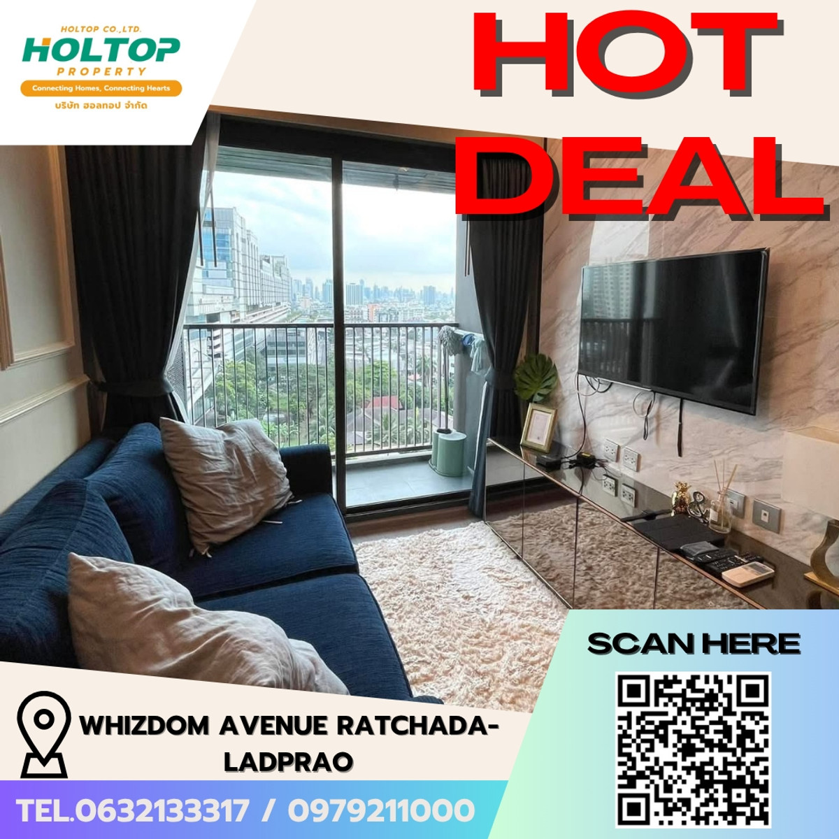 For RentCondoLadprao, Central Ladprao : E285🎉310369 Condo for Rent at Whizdom Avenue Ratchada-Ladprao