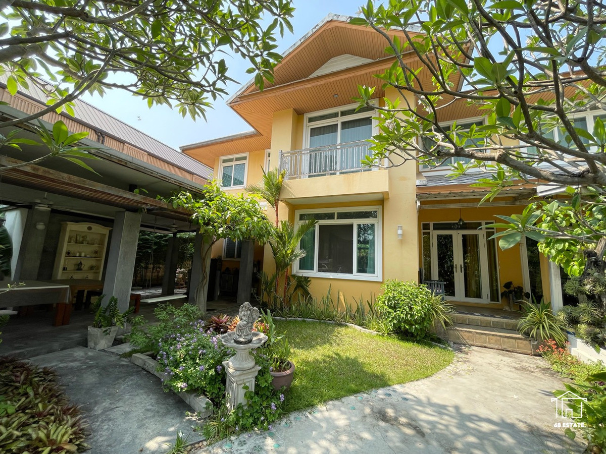 For SaleHouseNawamin, Ramindra : Single house, self-built, designed according to Feng Shui principles = Already rich in money and happiness = Village **Panya Indra P6** near Safari World and Fashion Island.