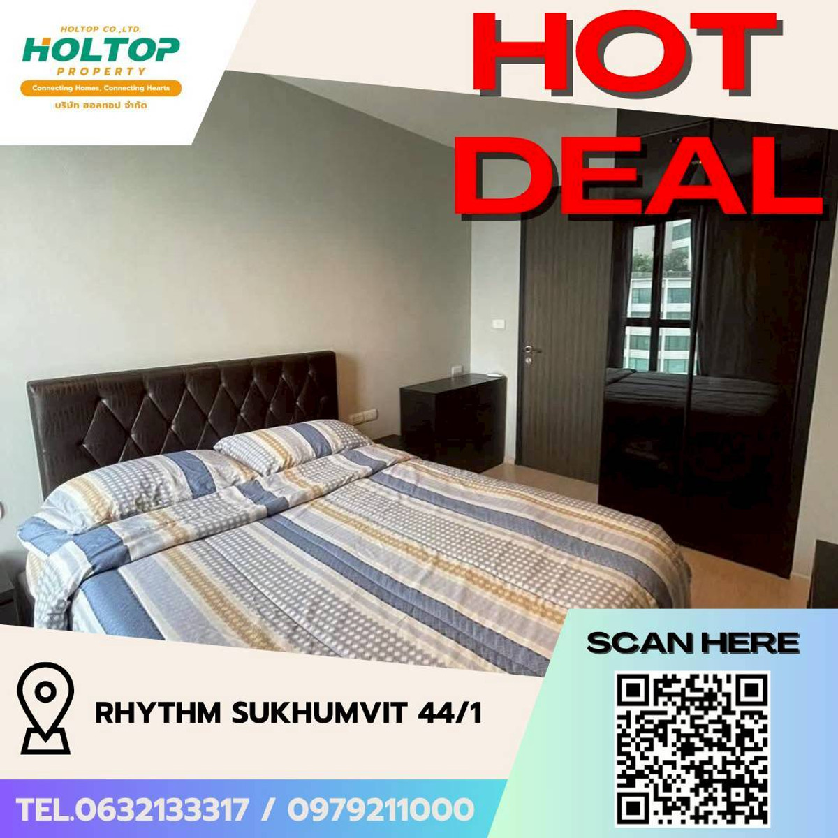 ให้เช่าคอนโดอ่อนนุช อุดมสุข : #L146 🎉 240369  ให้เช่าคอนโด ริทึ่ม สุขุมวิท 44/1