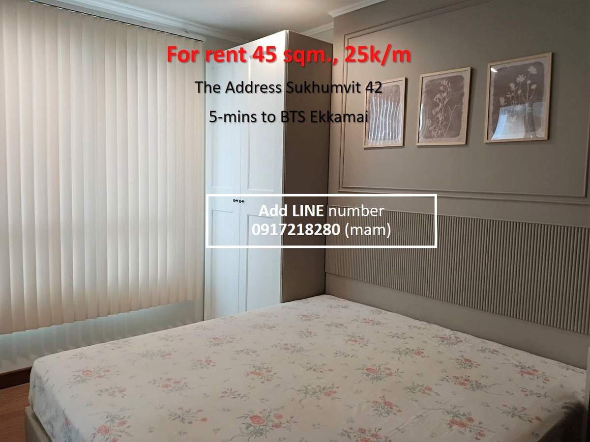 ให้เช่าคอนโดสุขุมวิท อโศก ทองหล่อ : ให้เช่าคอนโดรีโนเวทใหม่เอี่ยม 45 ตรม. ดิแอดเดรส สุขุมวิท 42 เดิน 4 นาที ถึงเกตุเวย์ เอกมัย (BTS Ekamai) ทัก LINE :0917218280