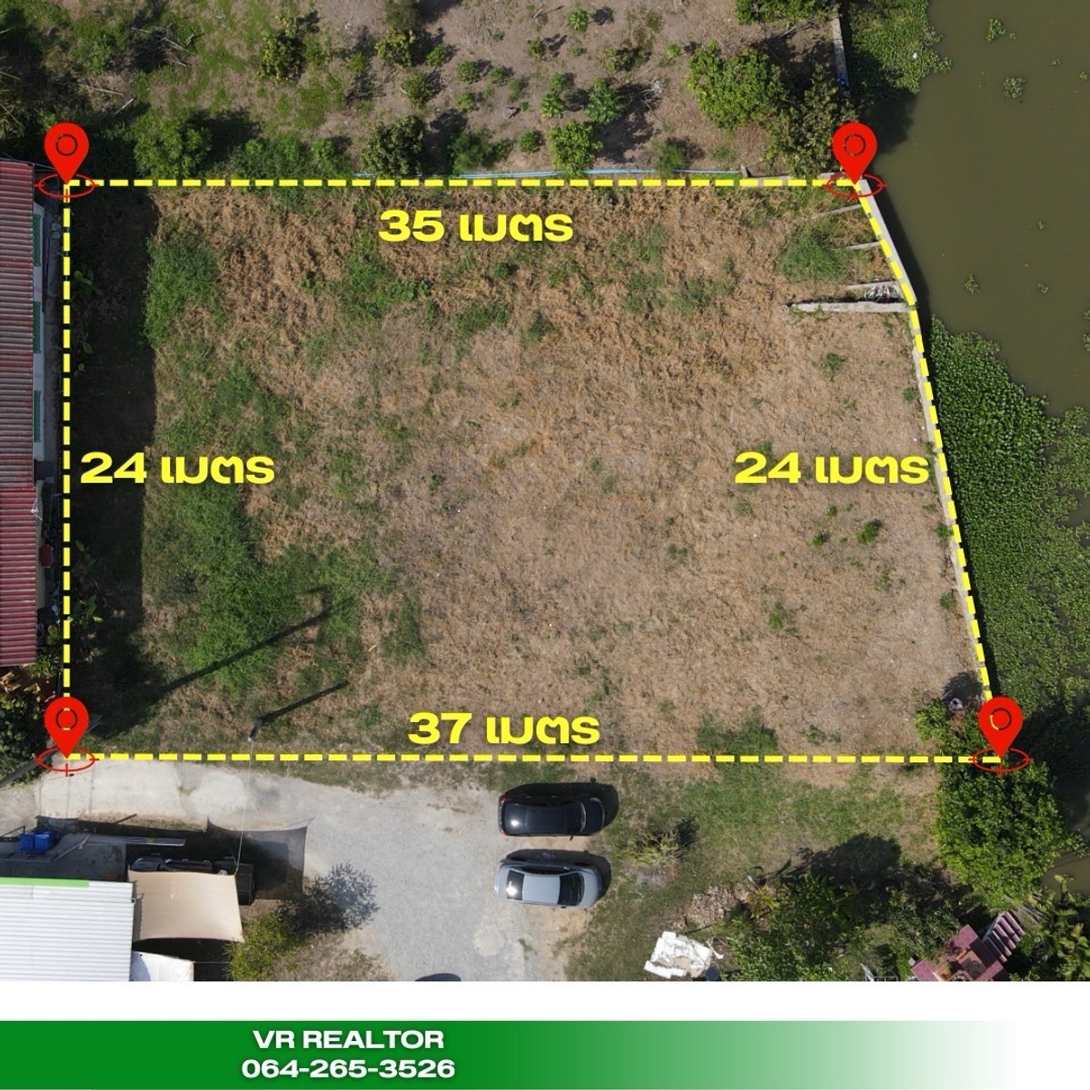 For SaleLandSamut Prakan,Samrong : Waterfront land for sale, Bangna-Trad KM.25, near ABAC Bangna.