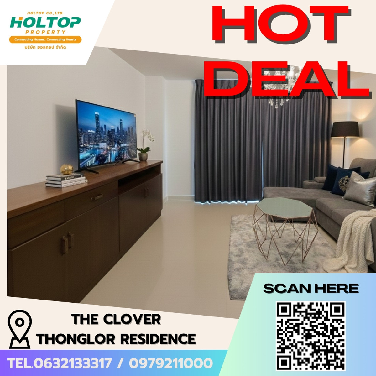 ให้เช่าคอนโดสุขุมวิท อโศก ทองหล่อ : E273  (รหัสเดิมS797) 🎉310369 ให้เช่าคอนโด The Clover Thonglor Residence