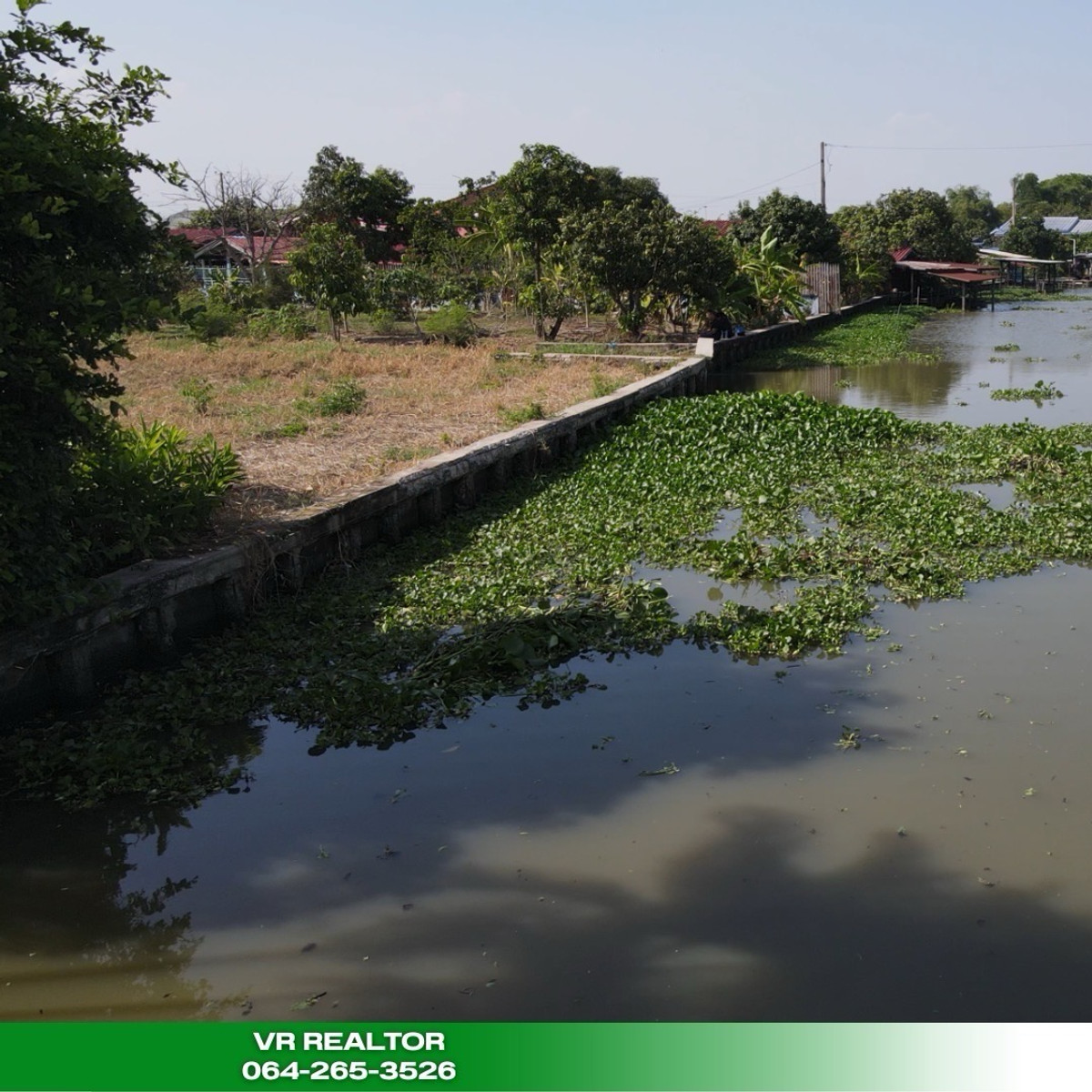 For SaleLandSamut Prakan,Samrong : Waterfront land for sale, Bangna-Trad KM.25, near ABAC Bangna.