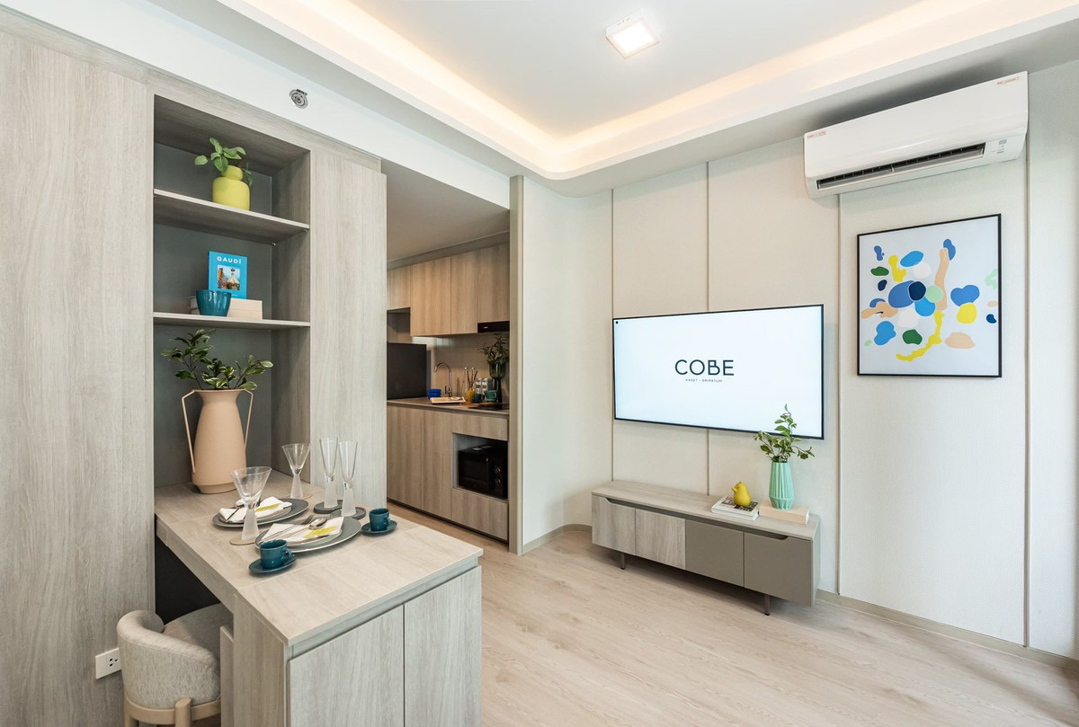 For SaleCondoKasetsart, Ratchayothin : [0 meters to BTS!] Condo for sale COBE Kaset-Sripatum, new room, Studio, high floor, beautiful view, fully furnished, ready to move in 24 hours!