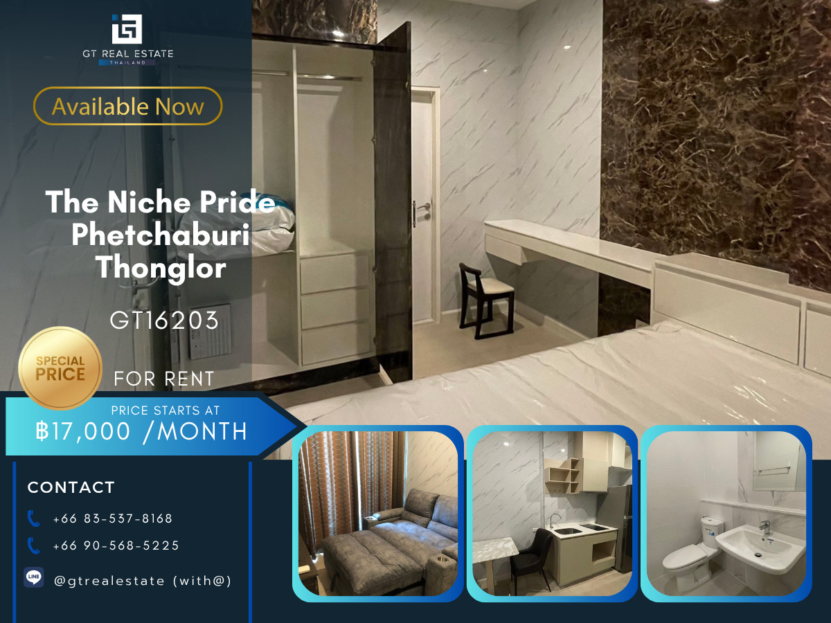 For RentCondoRama9, Petchburi, RCA : 💎 GT16203 | Condo The Niche Pride Phetchaburi - Thonglor, convenient travel, near MRT, there is a shuttle, ready to move in!
